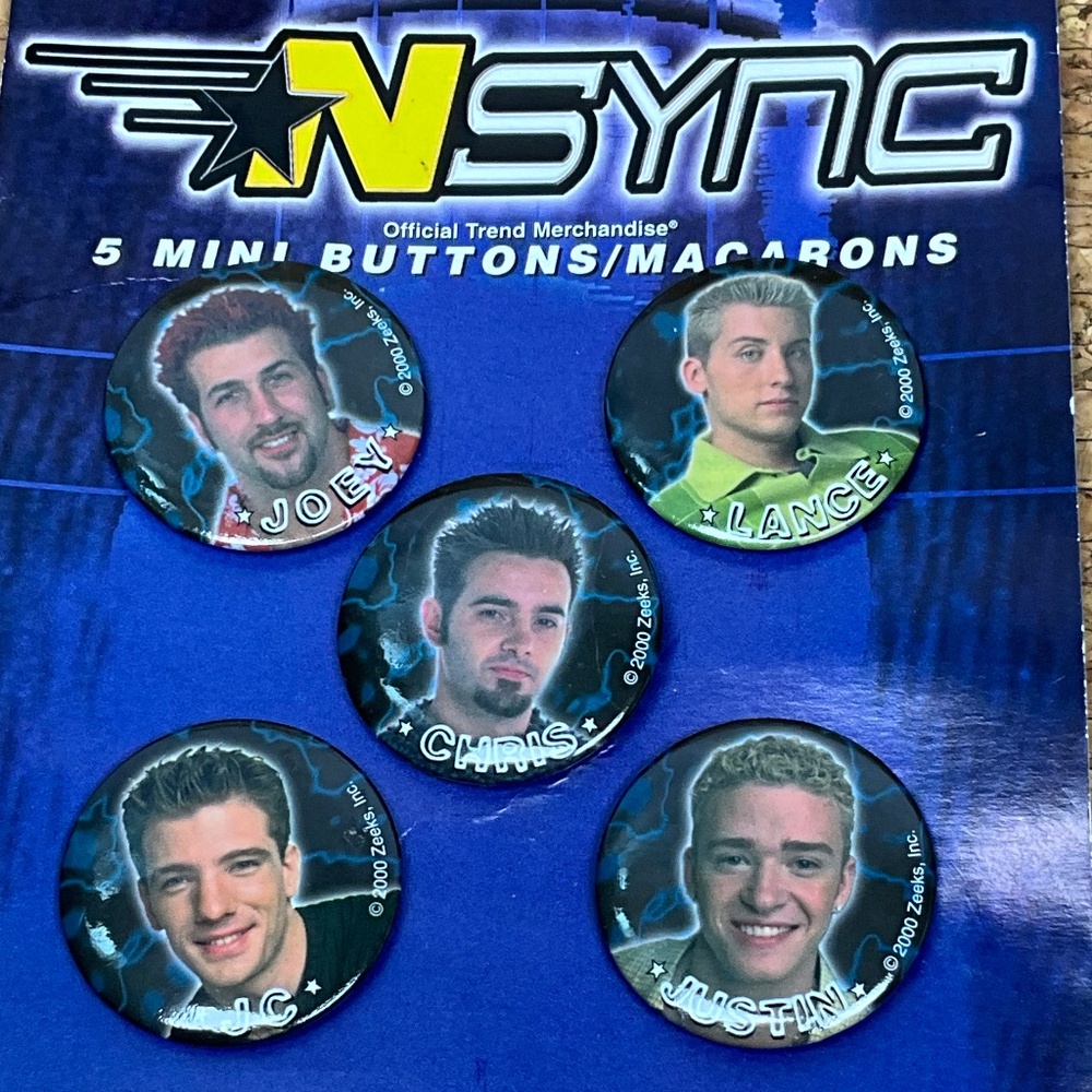 N SYNC 2000 VTG Mini Button Pin Set Boy Band Justin Timberlake JC Collectible